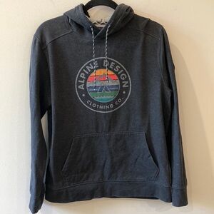Alpine Design Men’s grey logo pullover hoodie size medium cotton blend